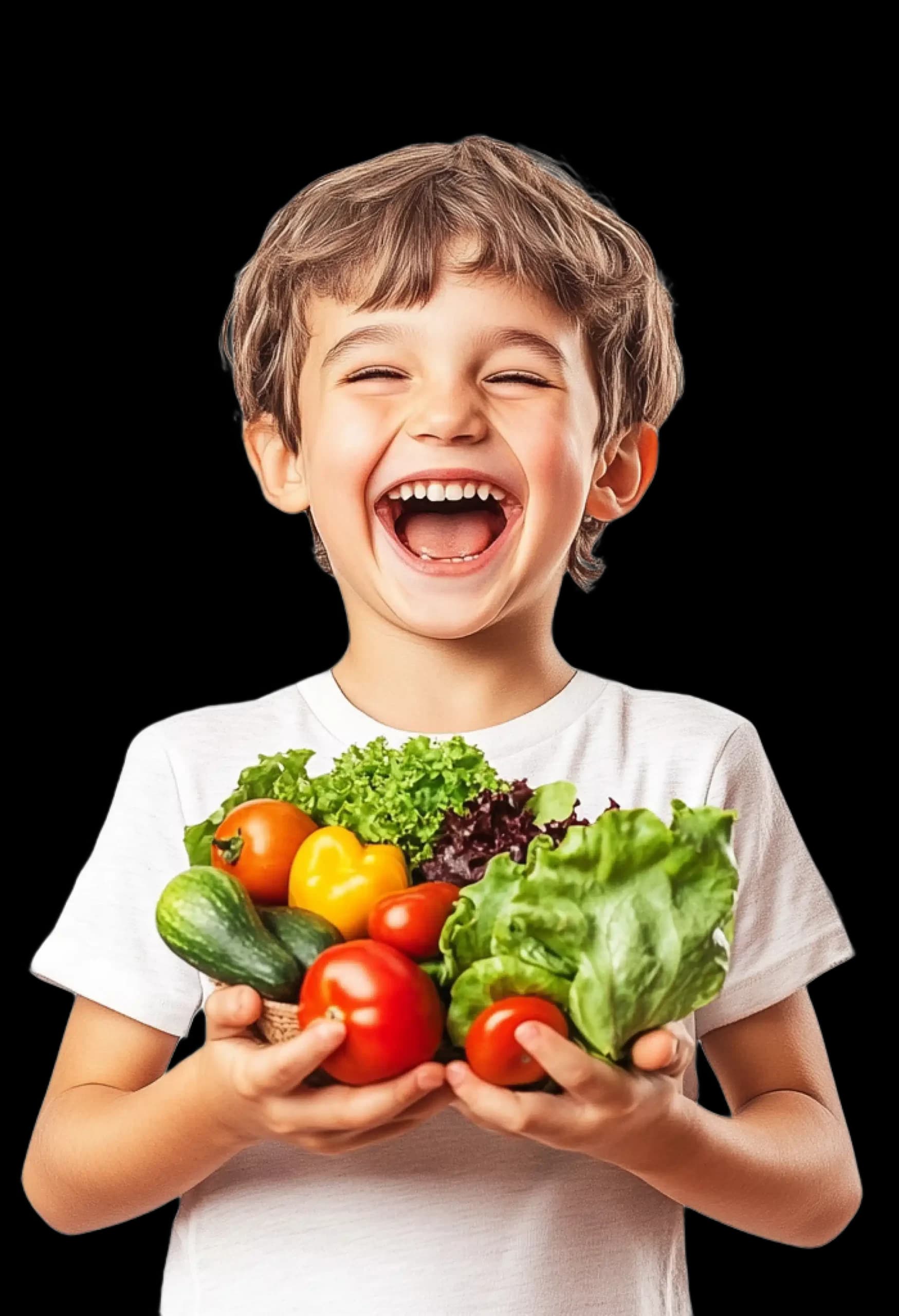 Criança descobrindo alimentos coloridos